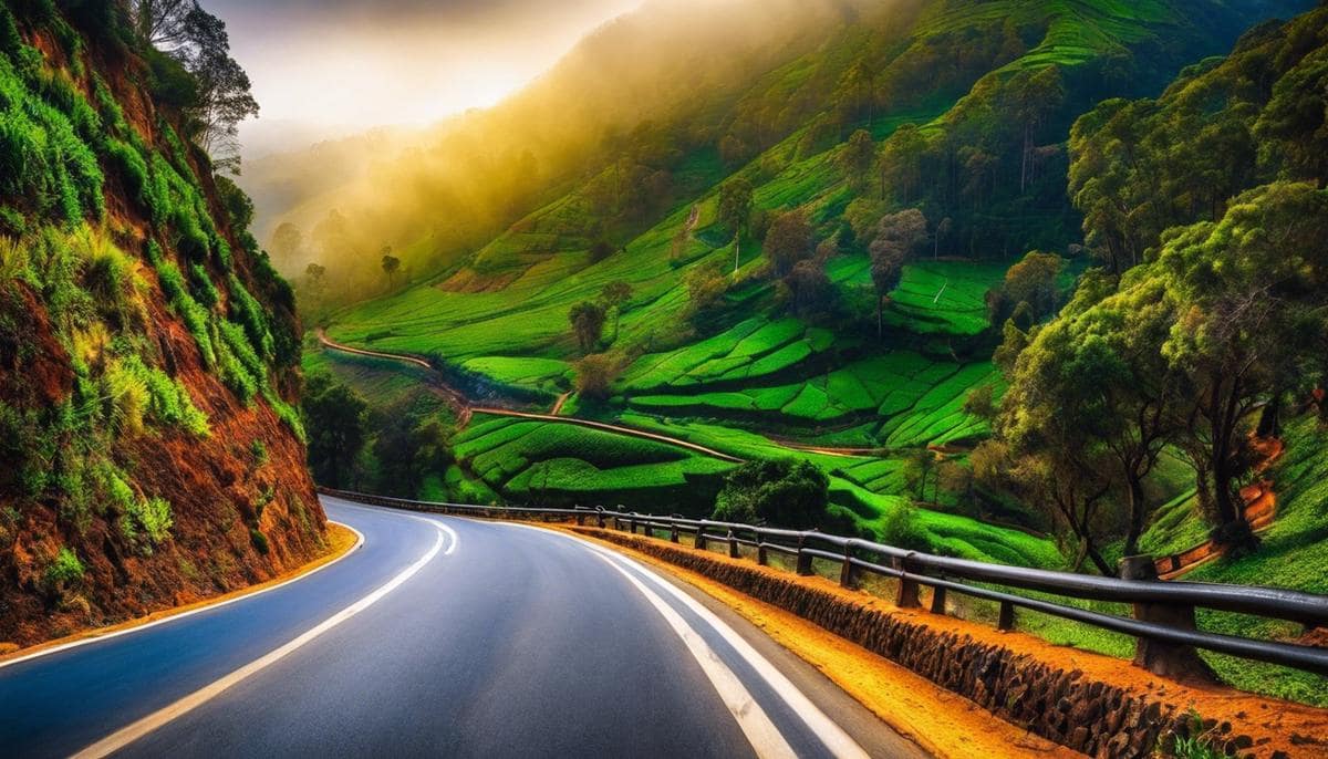 Image depicting the scenic journey from Kodai Road to Kodaikanal, showcasing beautiful landscapes and winding roads