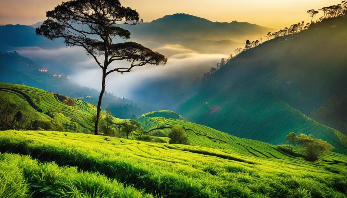 A beautiful landscape of Kodaikanal with misty hills and lush forests