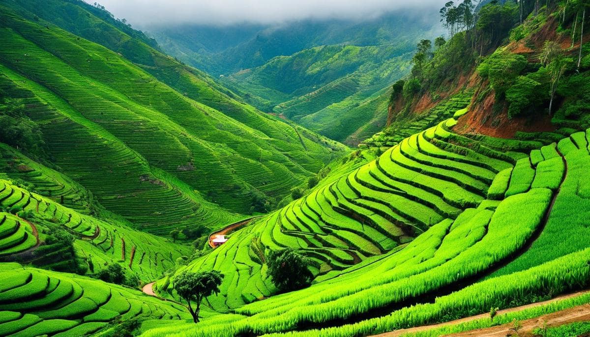 A breathtaking view of the winding road through lush green landscapes from Palani to Kodaikanal, showcasing the beauty of southern India.